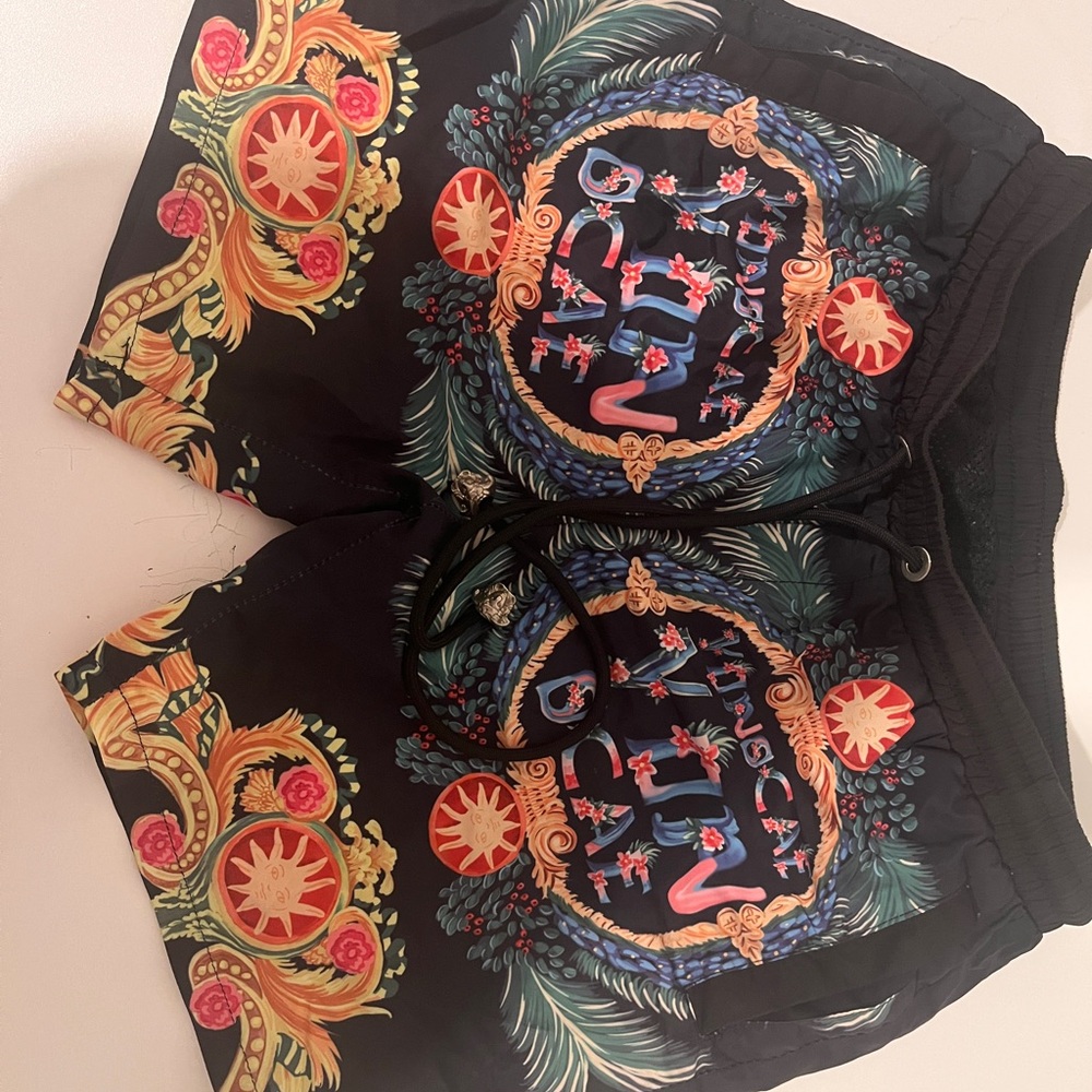 Versace Black One Piece Swimwear with Ornate Design
